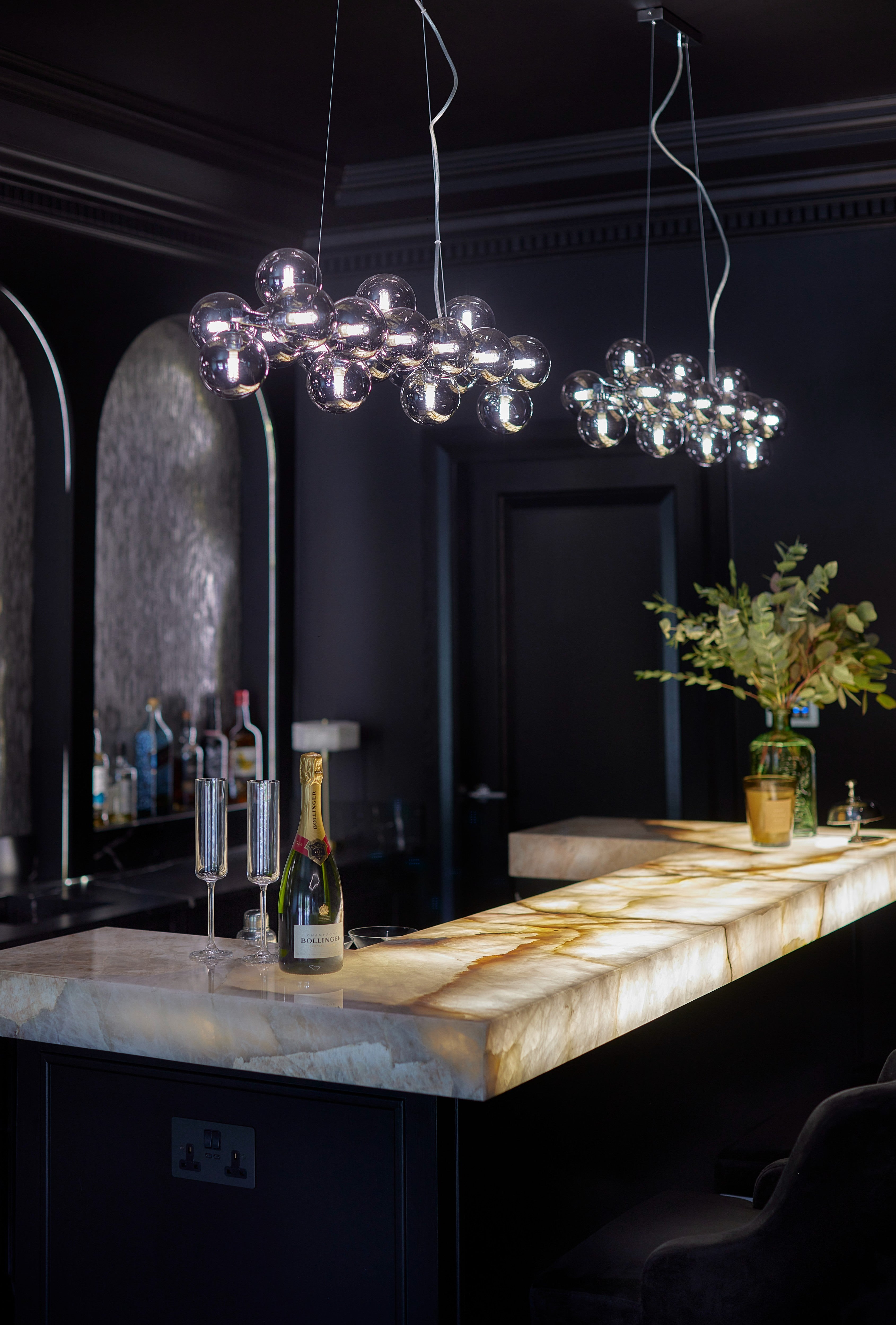 Luxury marble worktop in bespoke home bar